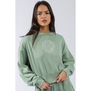 Nike Sportswear Femme Crew Womens Sweatshirt Mint Green Sz L CZ8558-006 Cropped